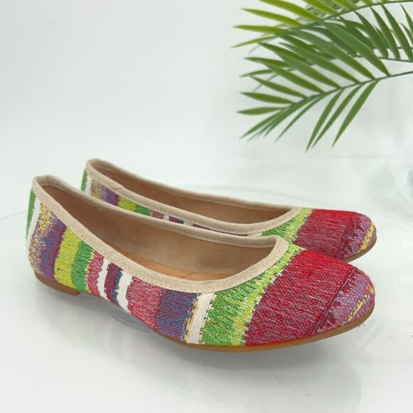 Born Women Abbee Ballet Flat Size 7 Striped Round Toe Shoe Multicolor Comfy - Picture 1 of 13